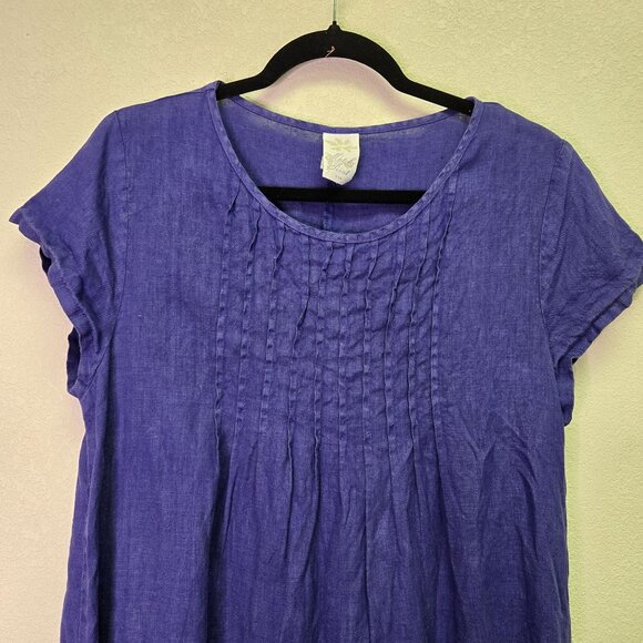 Match Point Womens Purple Linen A-Line Dress S Minimalist Lagenlook - Picture 4 of 9